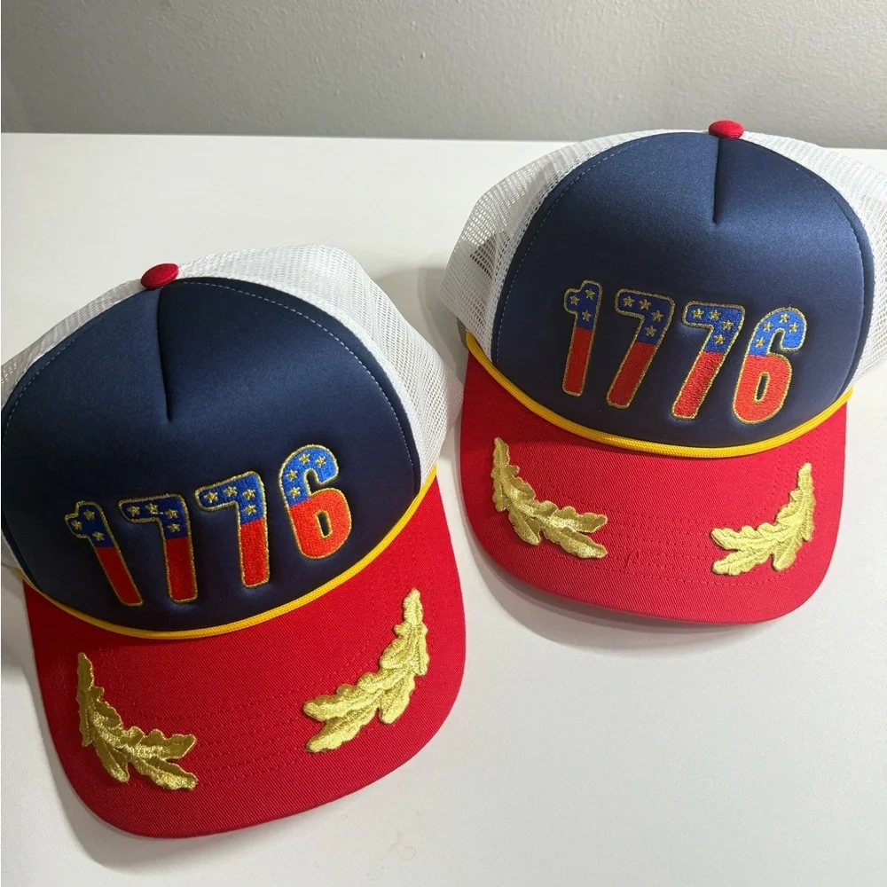 Set of 2 Patriotic 1776 USA Baseball Caps One Size Adjustable Fourth of July New - Picture 2 of 5